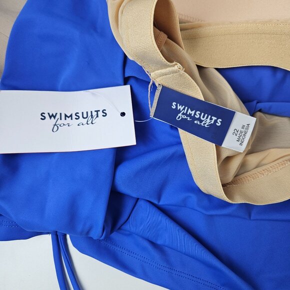 Swimsuits For All Womens Halter Swim Dress Ruched Sides Built-In Bra Size 22 - Picture 8 of 8